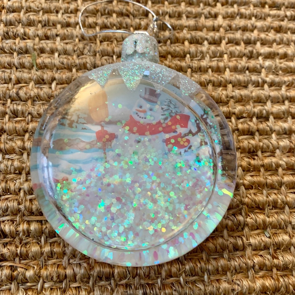 Snowman Snow Globe Flat glitter ornament decoration Child safe
